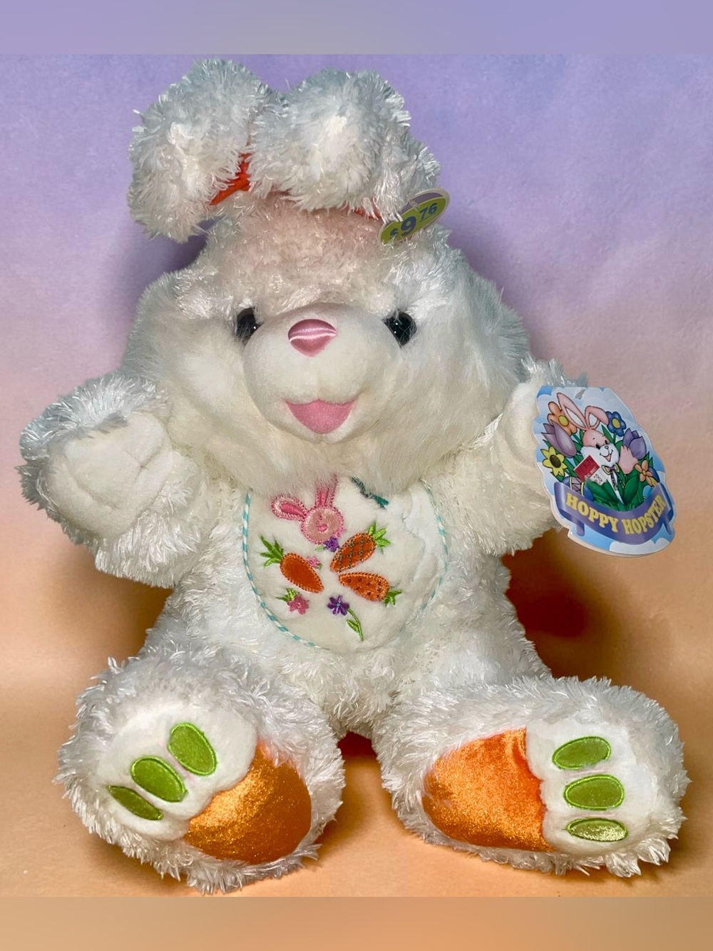 VIntage Dan Dee Hoppy Hopster 24” Plush Easter Bunny Rabbit White Orange Chub
